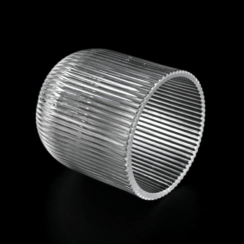Popular 260ml 550ml Stripe Ribber Glass Candle Holders