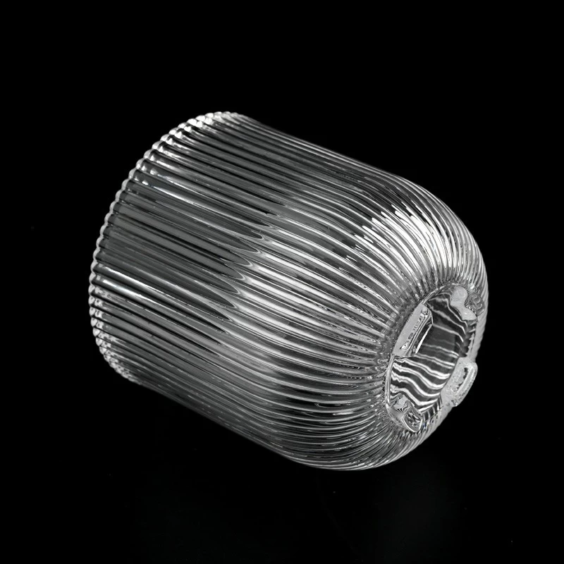 Popular 260ml 550ml Stripe Ribber Glass Candle Holders