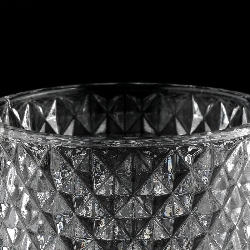 Classic GEO Embossed Glass Candle Vessel With Lids Wholesale