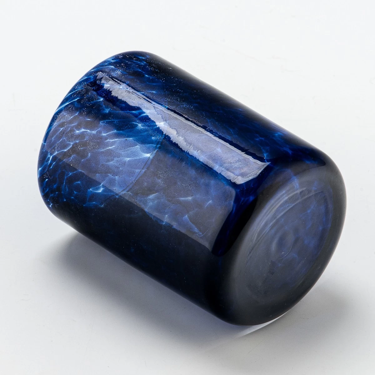  Handmade blue color Glass Candle Jar wholesale