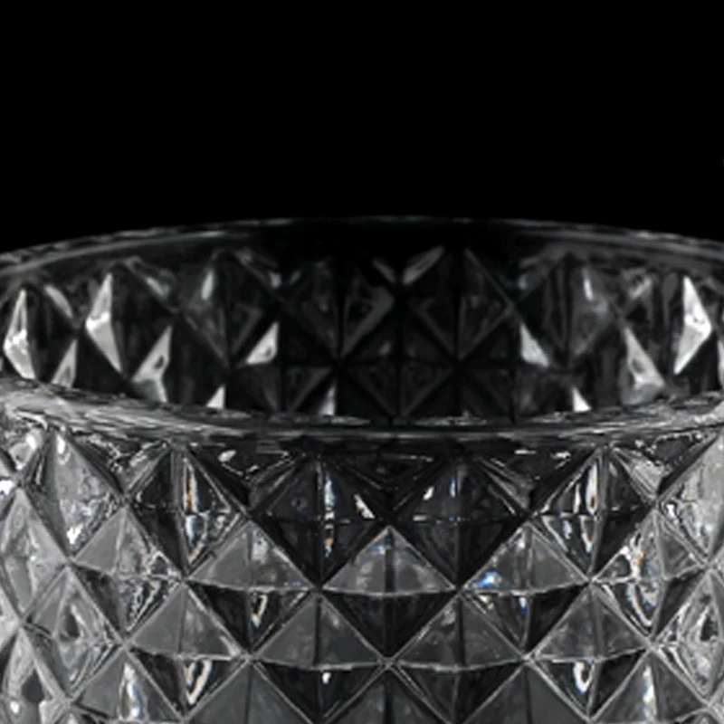 Classic GEO Glass Candle Jar with Lids Custom Color 300ml Glass Candle Vessels