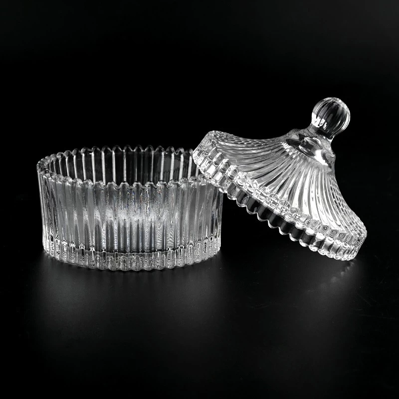 Classic Stripe Glass Jar with Lids Wholesale