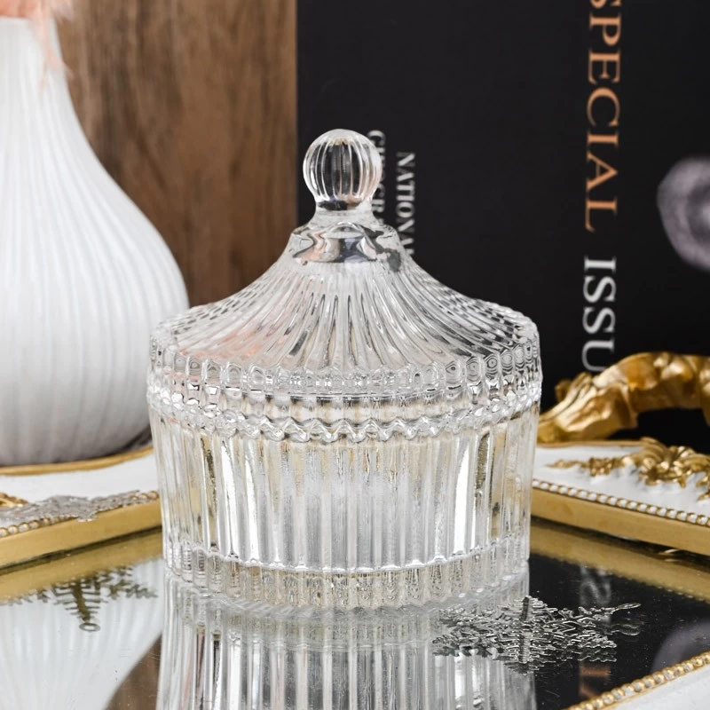 Classic Stripe Glass Jar with Lids Wholesale