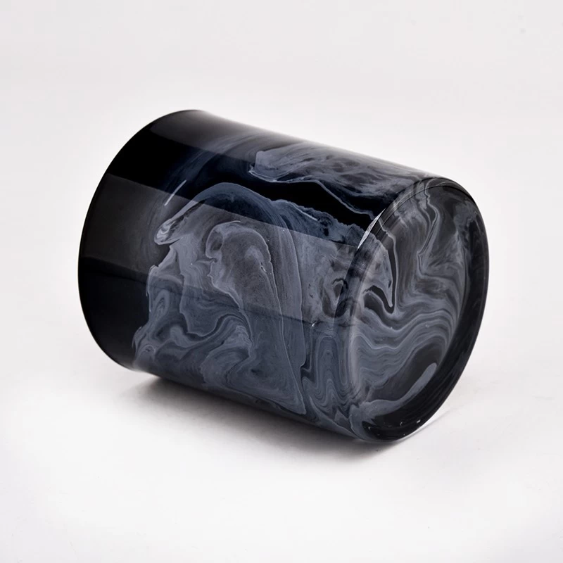 Black Marble Glass Candle Holders Custom Empty 8oz Glass Candle Holder