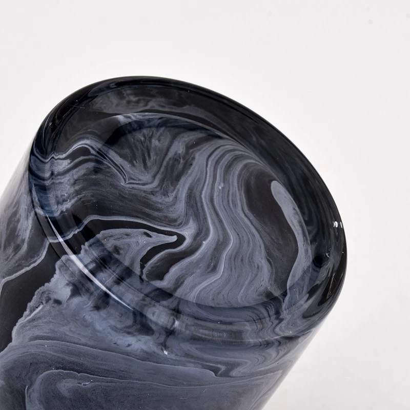 Black Marble Glass Candle Holders Custom Empty 8oz Glass Candle Holder