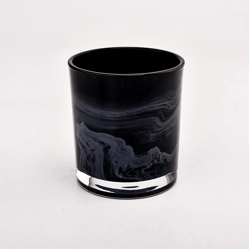 Black Marble Glass Candle Holders Custom Empty 8oz Glass Candle Holder
