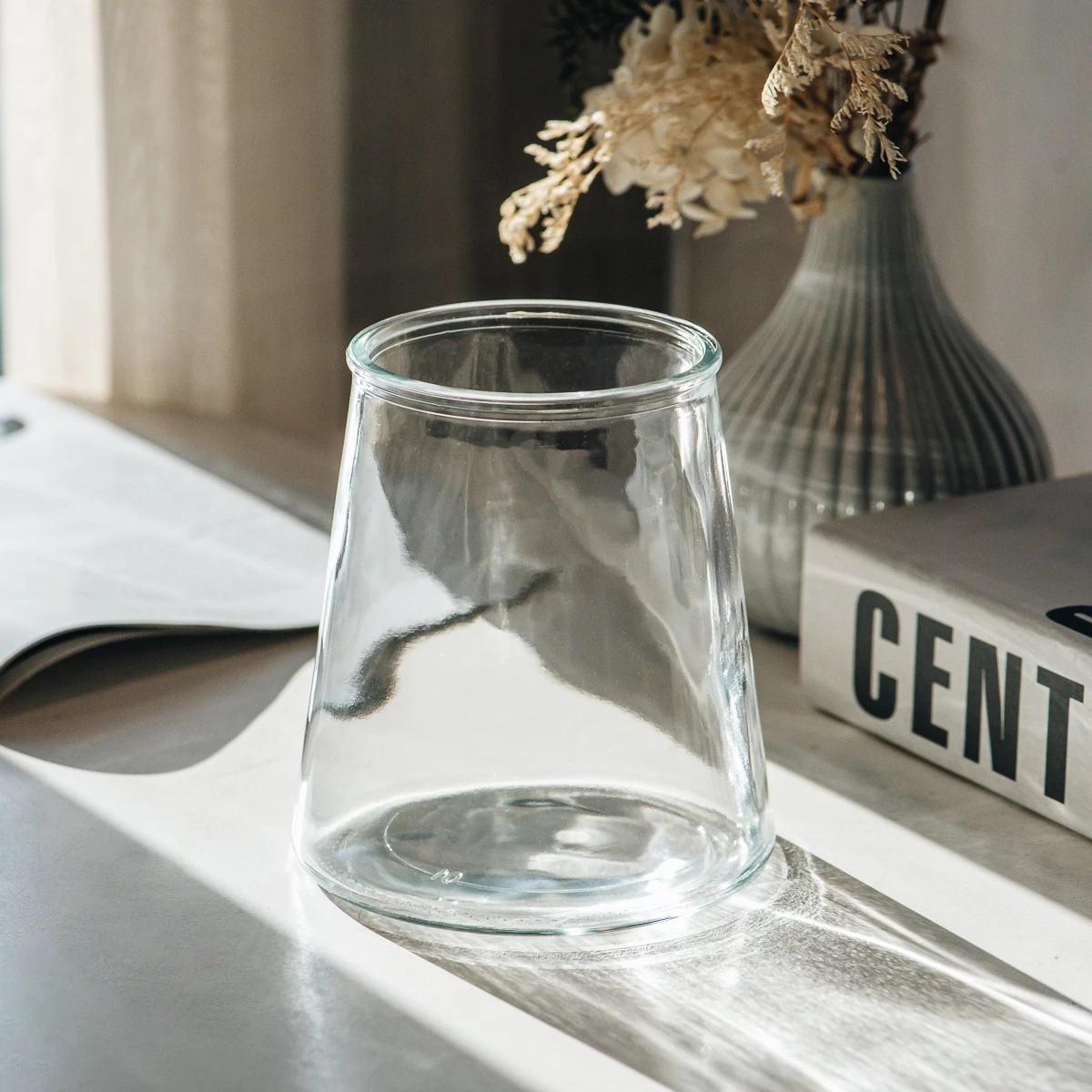 Large capacity glass candle container wholesale