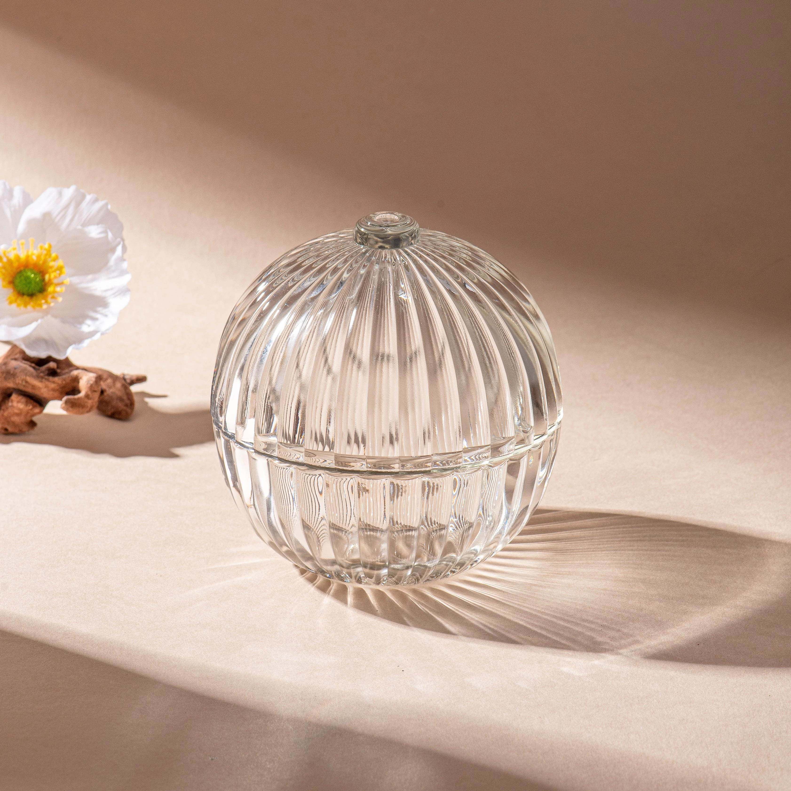 Popular Round Ball Glass Candle Vessels With Lids Glass Candles Wholesale
