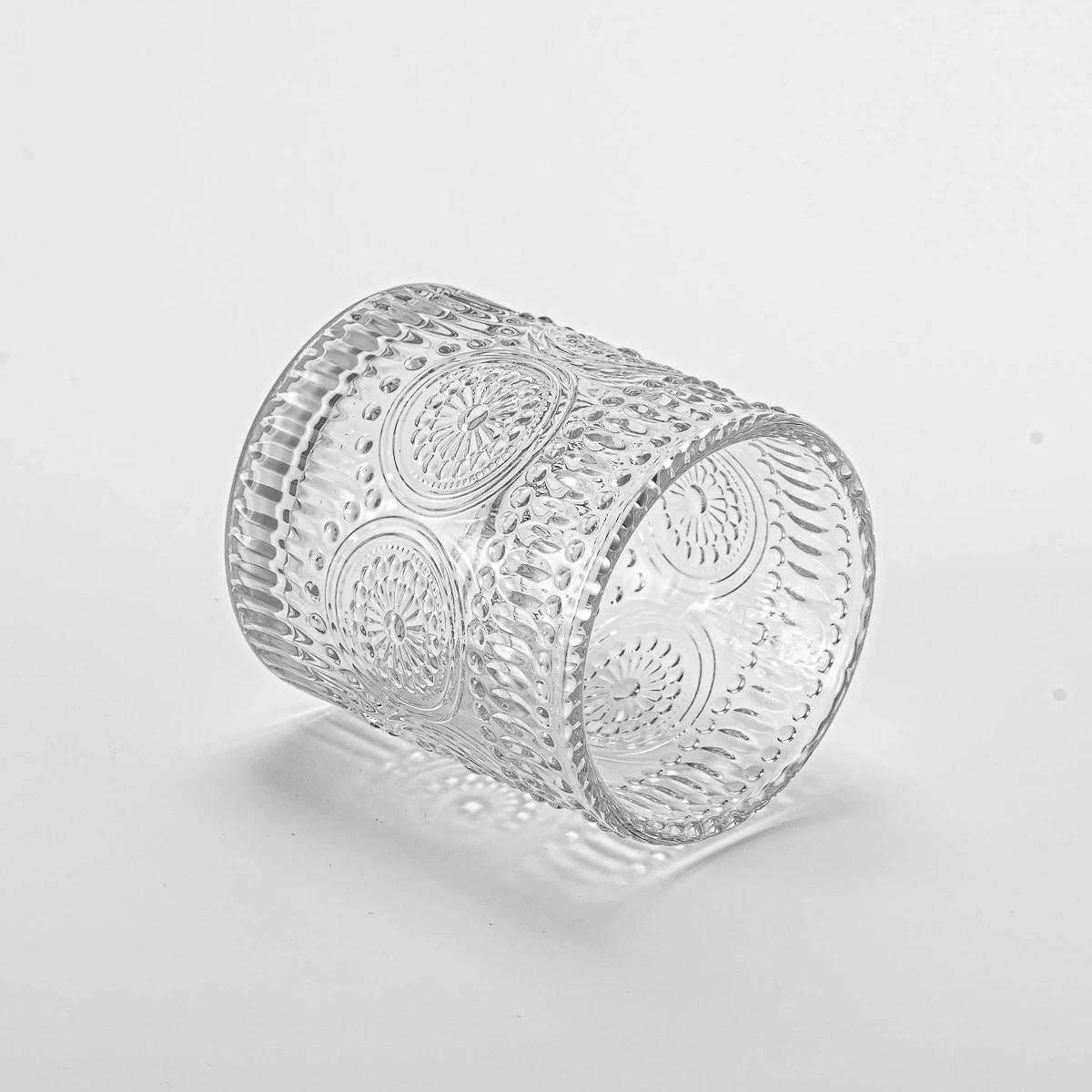 Luxury Candle Jars Embossed Pattern Glass Candle Jars 8oz Empty Candle Vessels