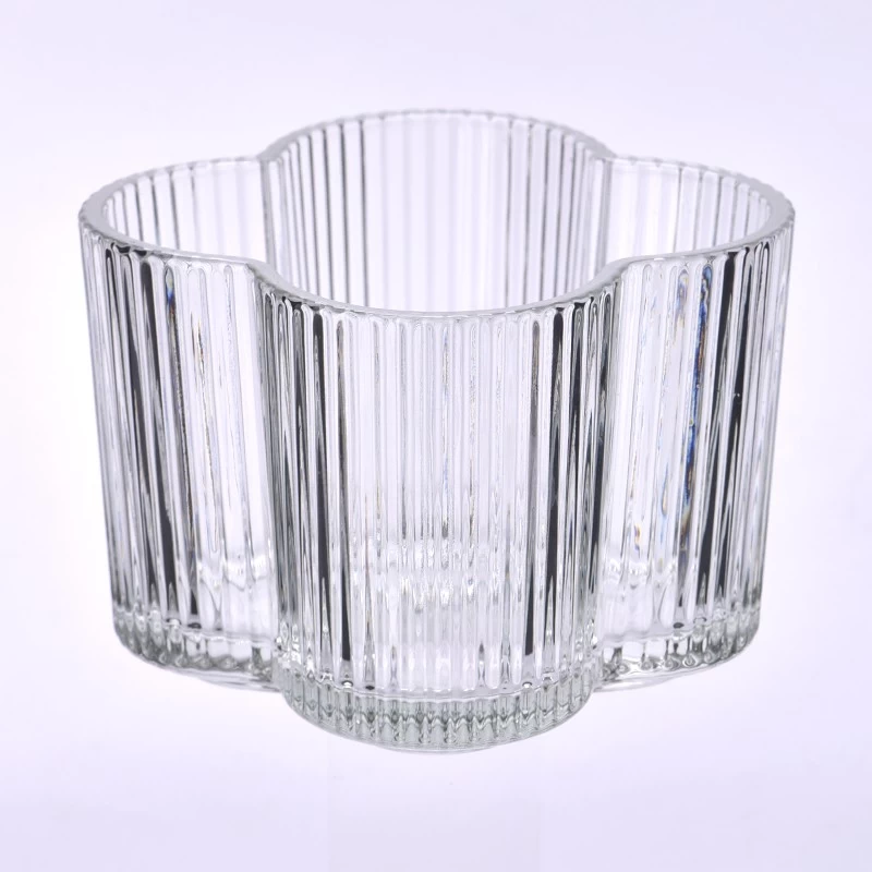 Wholesale Luxury Custom Flower Shaped Glass Cnadle Jars Beautiful Home Fragrance Scented Candle Glass