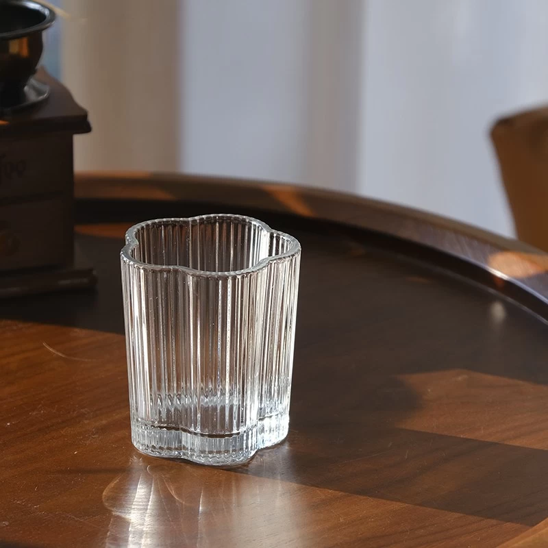 High Quality Flower Shape Candle Vessels For Home Decor Wholesale Glass Candle Jar