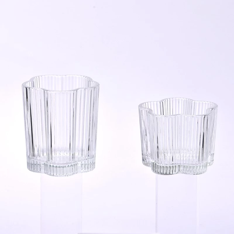 High Quality Flower Shape Candle Vessels For Home Decor Wholesale Glass Candle Jar