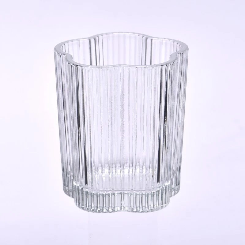 High Quality Flower Shape Candle Vessels For Home Decor Wholesale Glass Candle Jar