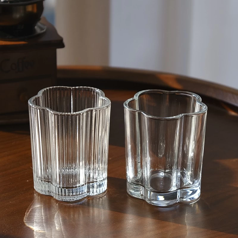 High Quality Flower Shape Candle Vessels For Home Decor Wholesale Glass Candle Jar