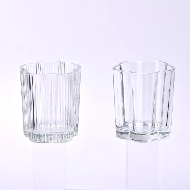 High Quality Flower Shape Candle Vessels For Home Decor Wholesale Glass Candle Jar