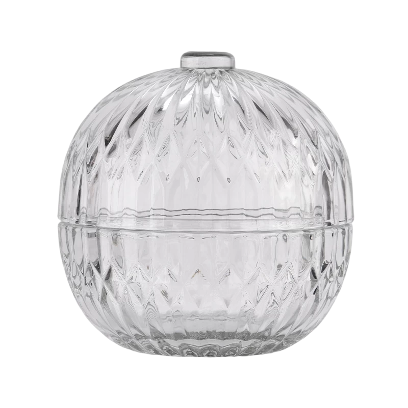Ball Shape Glass Candle Vessels Latest Unique Customize Round Glass Candle Jar With Lid for Christmas