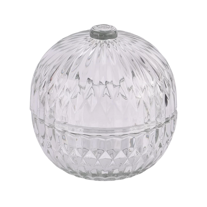 Ball Shape Glass Candle Vessels Latest Unique Customize Round Glass Candle Jar With Lid for Christmas