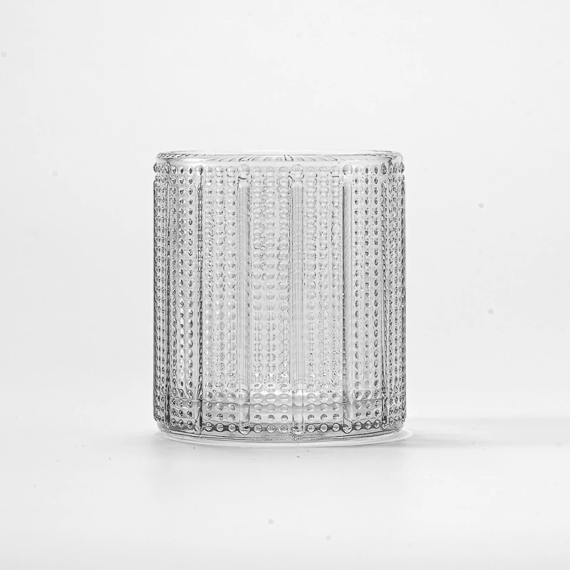 300ml clear glass candle jar with stripe home decor