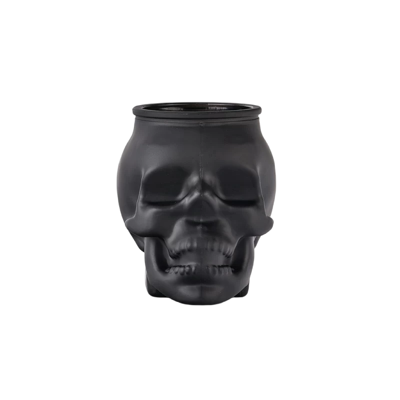 Skull Shaped Glass Candle Jar Halloween Collection Decoration Skull Shaped Glass Candle Holder