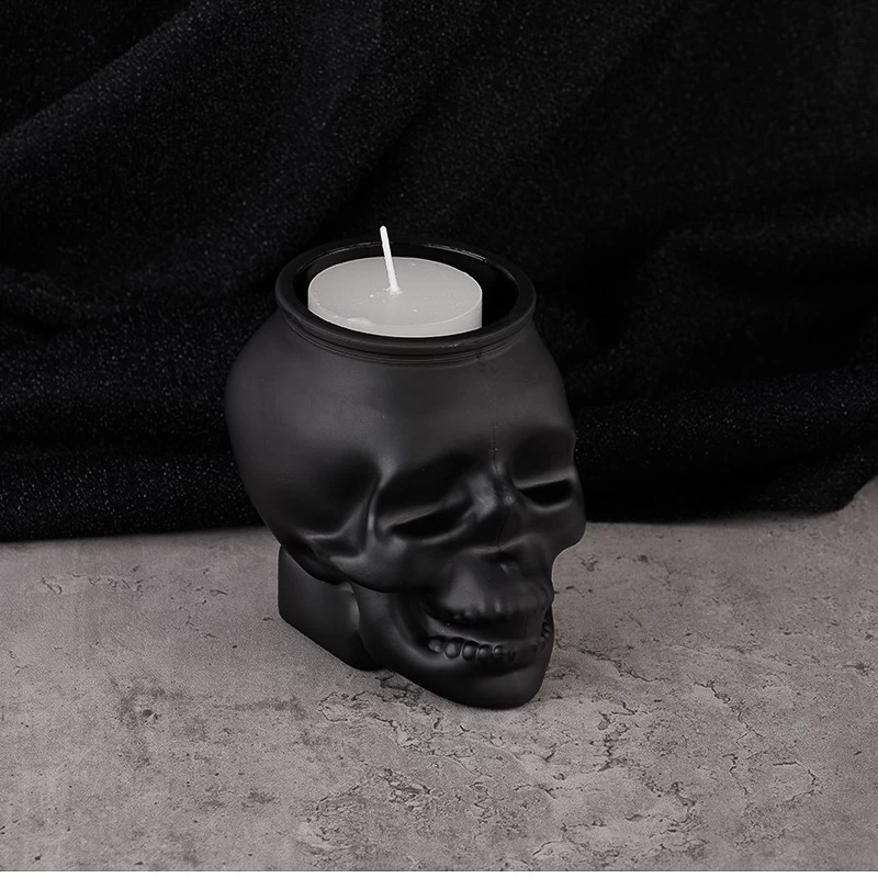 Skull Shaped Glass Candle Jar Halloween Collection Decoration Skull Shaped Glass Candle Holder