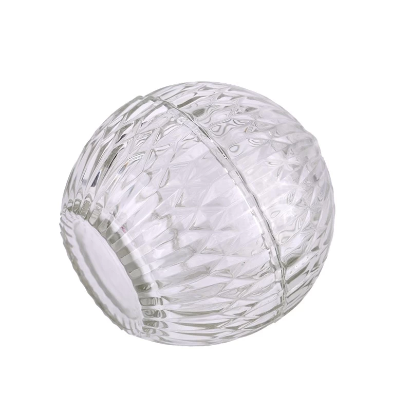 Ball Shape Glass Candle Jar With Lids Diamond Glass Candle Jar With Lids