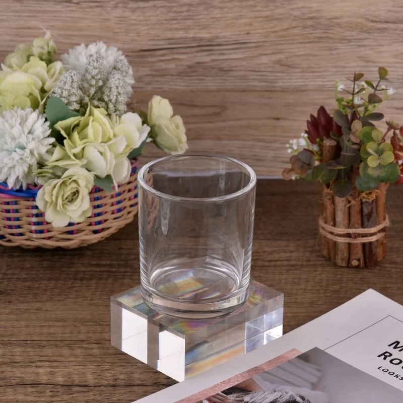 Classic Cylinder Glass Candle Jar Private Label Printing Glass Candle Holders