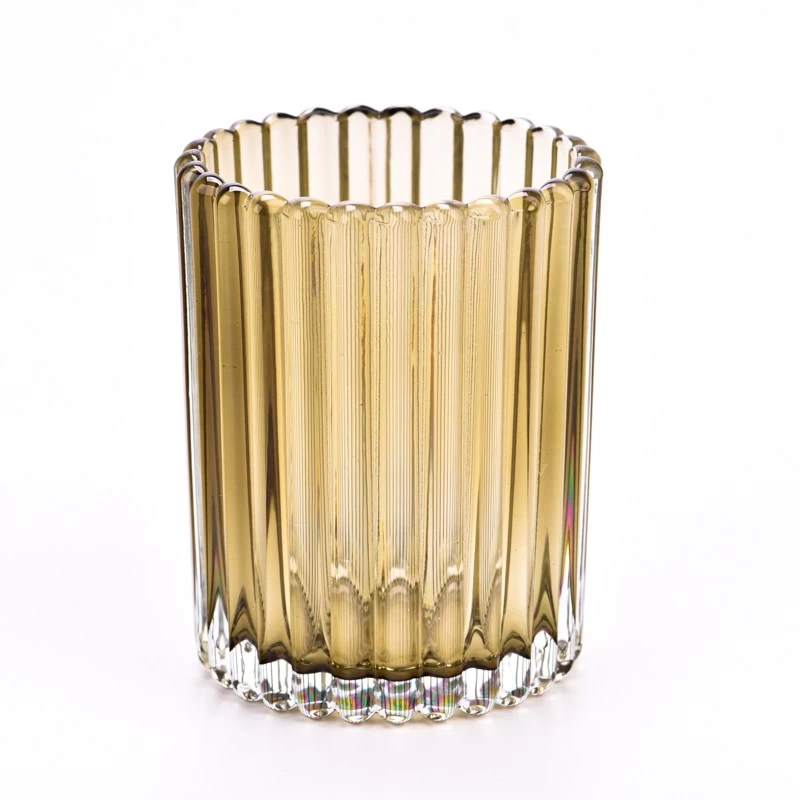 Wholesale glass candle vessel with stripe home decor