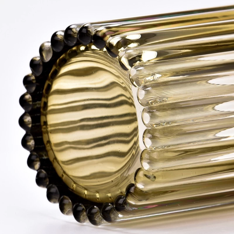 Wholesale glass candle vessel with stripe home decor