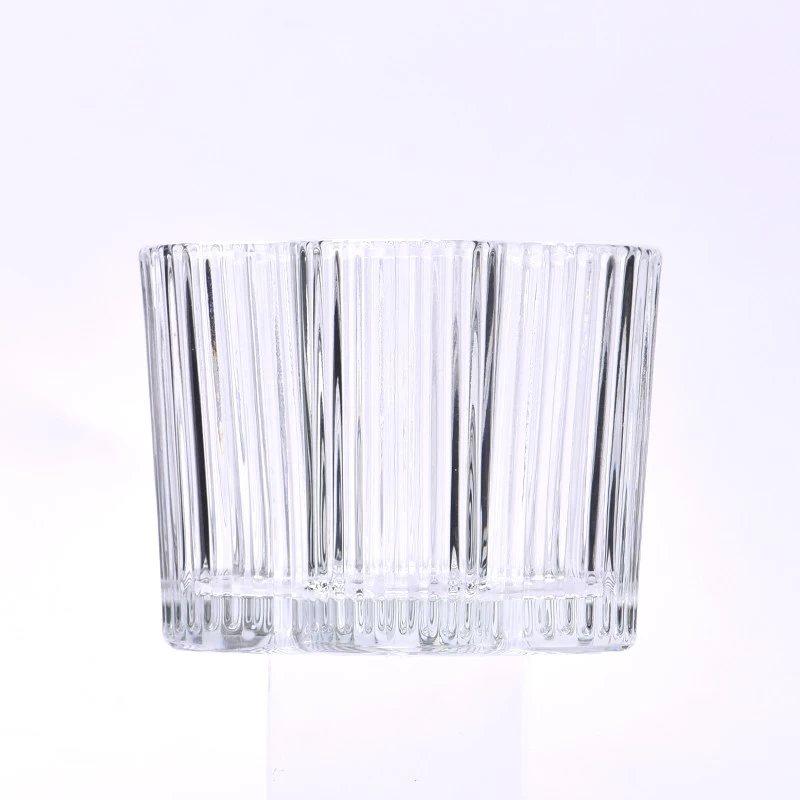 Custom 290ml 8oz Flower Shape Glass Candle Holder Stripe Glass Candle Jars Wholesale