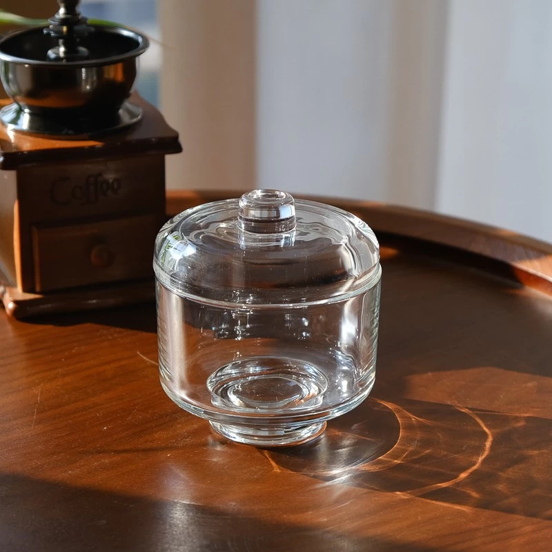 Unique Glass Candle Jar With Glass Lids Custom Color Logo Glass Candle Vessels
