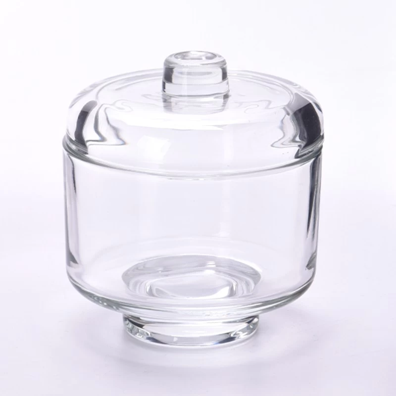 Unique Glass Candle Jar With Glass Lids Custom Color Logo Glass Candle Vessels