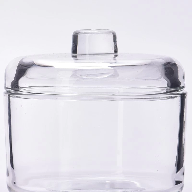 Unique Glass Candle Jar With Glass Lids Custom Color Logo Glass Candle Vessels