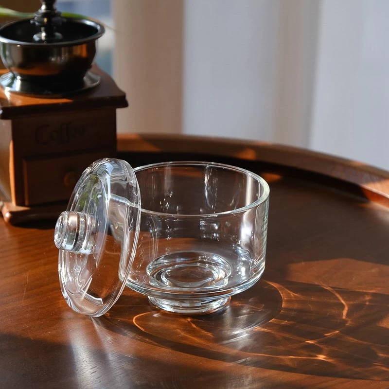 Unique Glass Candle Jar With Glass Lids Custom Color Logo Glass Candle Vessels