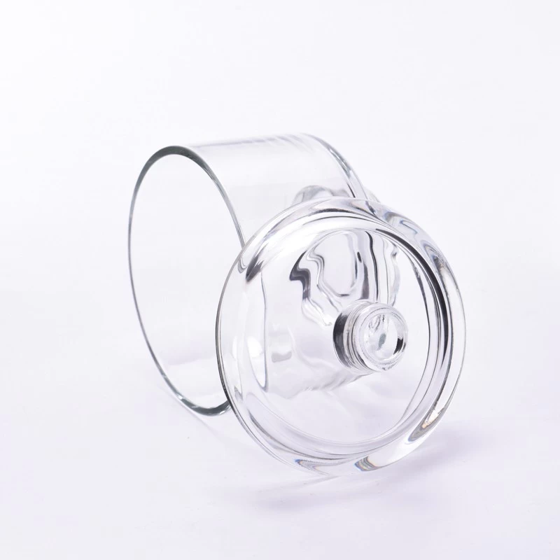 Unique Glass Candle Jar With Glass Lids Custom Color Logo Glass Candle Vessels