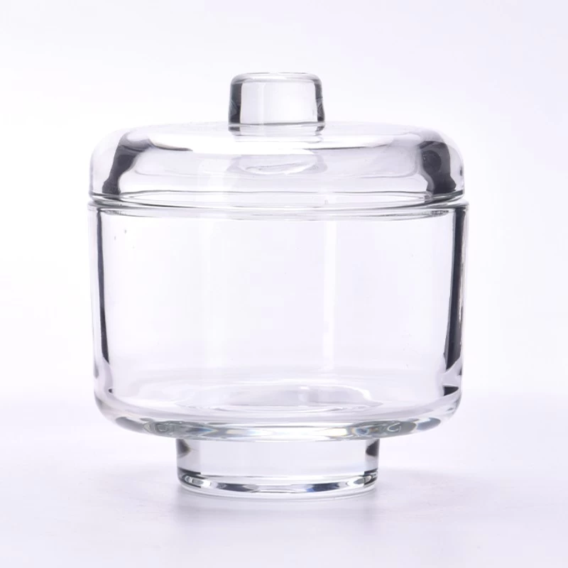 Unique Glass Candle Jar With Glass Lids Custom Color Logo Glass Candle Vessels