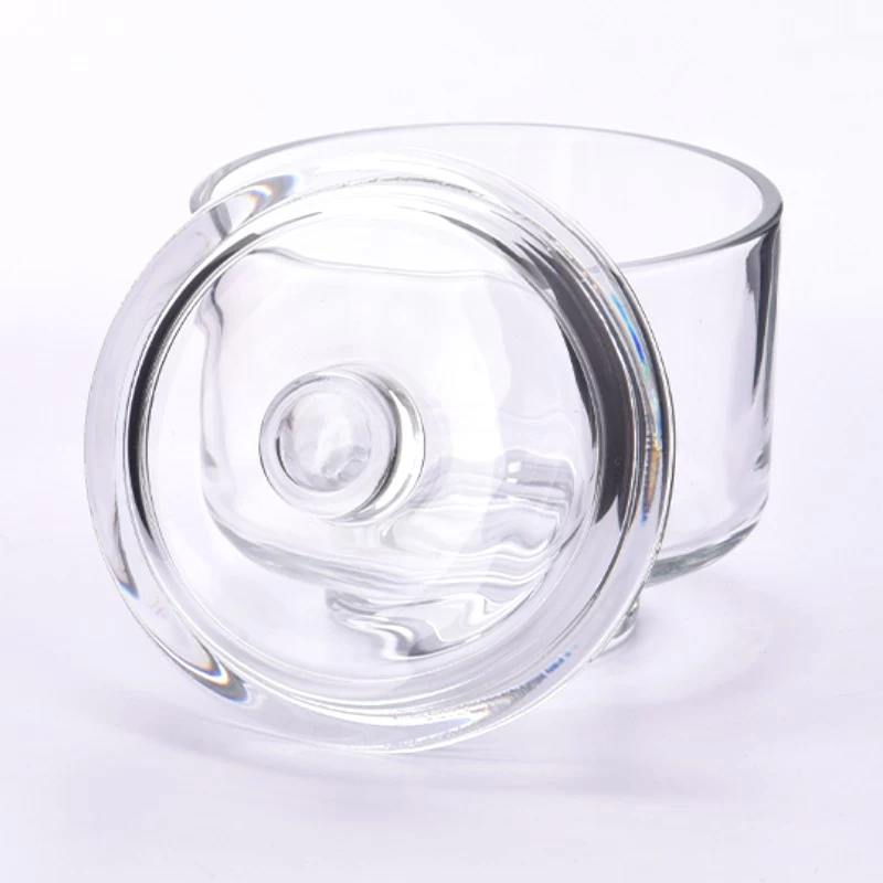 Unique Glass Candle Jar With Glass Lids Custom Color Logo Glass Candle Vessels
