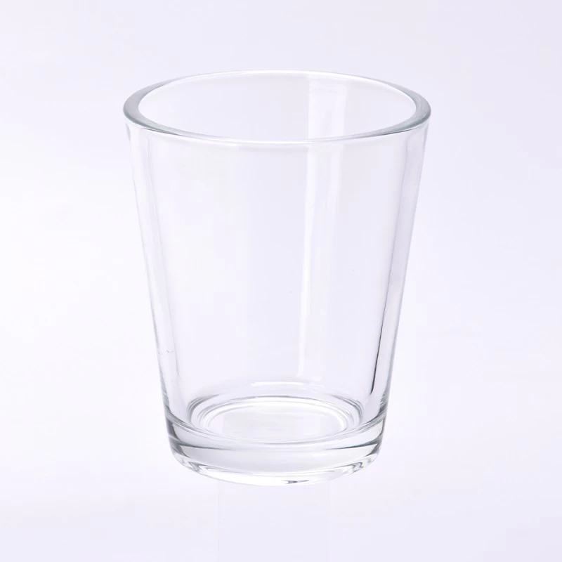 Custom 500ml Glass Candle Vessels V Shaped Glass Candle Jars Wholesale