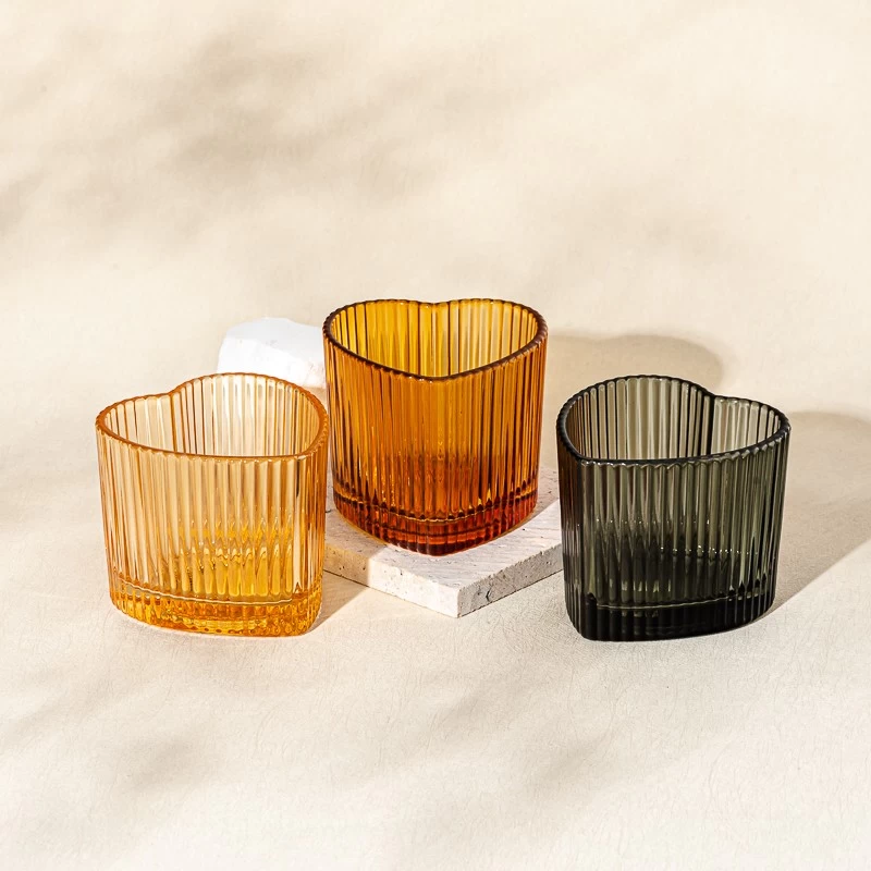 Popular Custom Color Love Heart Shape Glass Candle Jars Wholesale