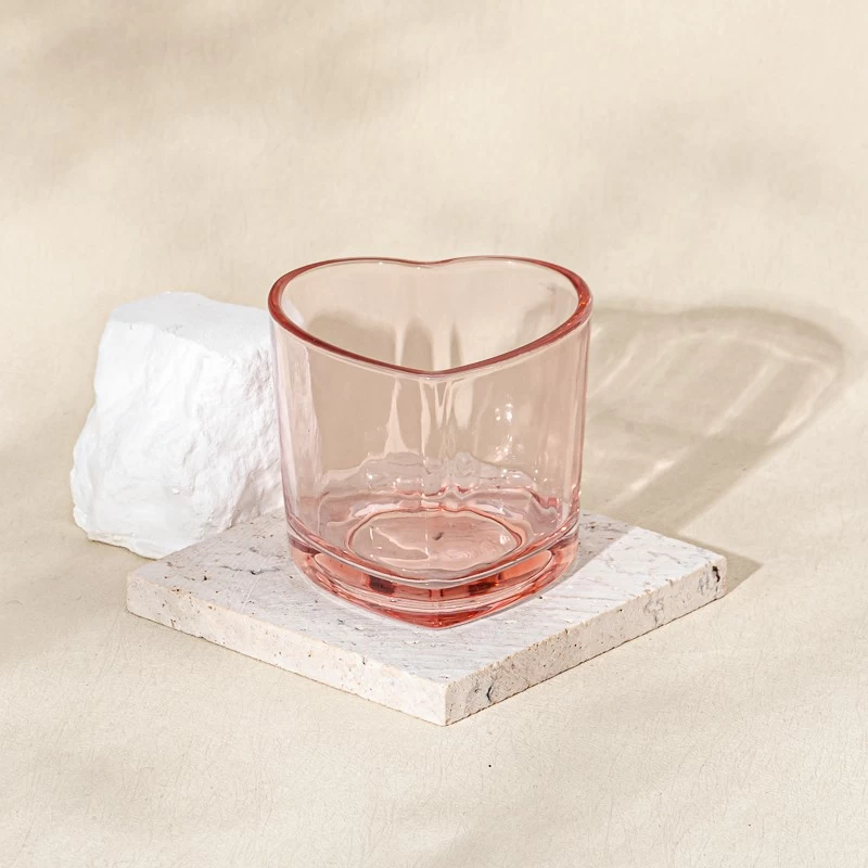 Popular Custom Color Love Heart Shape Glass Candle Jars Wholesale