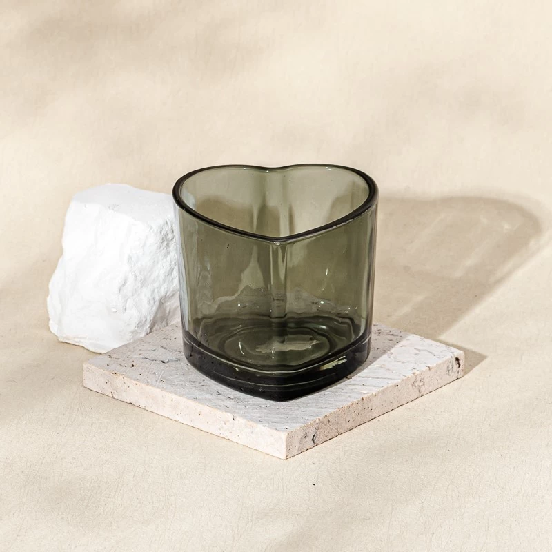 Popular Custom Color Love Heart Shape Glass Candle Jars Wholesale