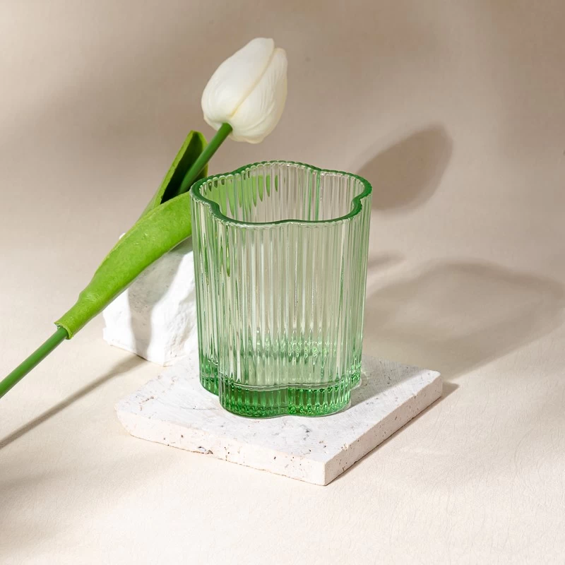  Empty Flower Shaped Glass for Candle Making with Valentine's Gift