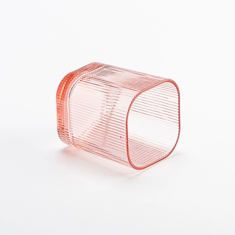 Sqaure Ribber Glass Candle Holders Custom Square Ribber Candle Glass Wholesale