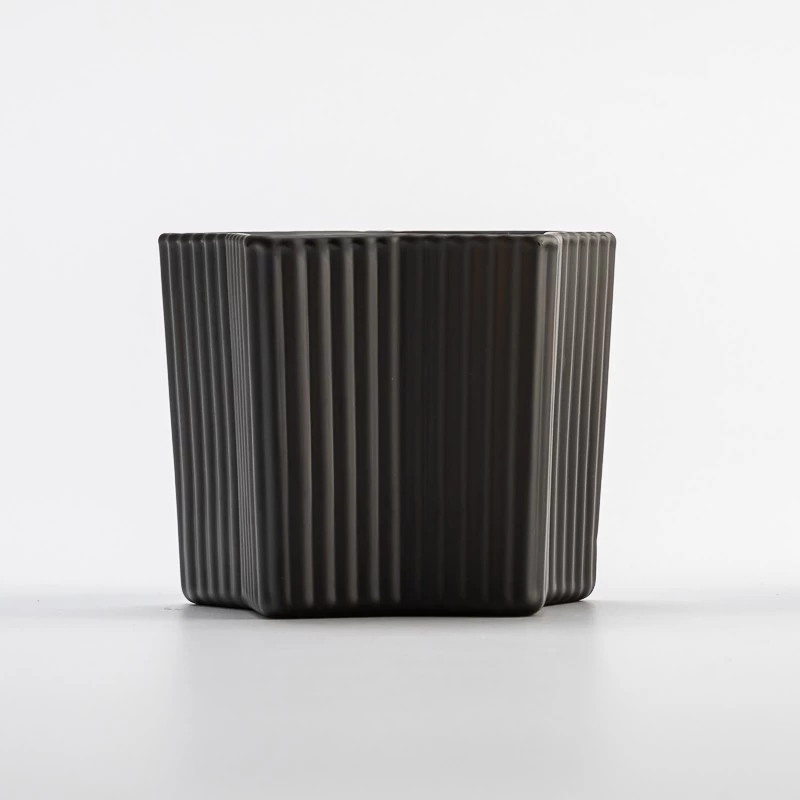 Popular matte black glass candle jar with star design