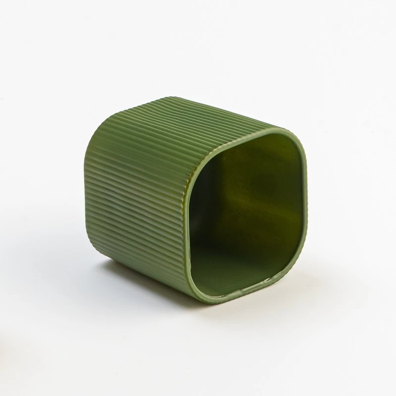 Luxury Green square glass candle jar wholesale