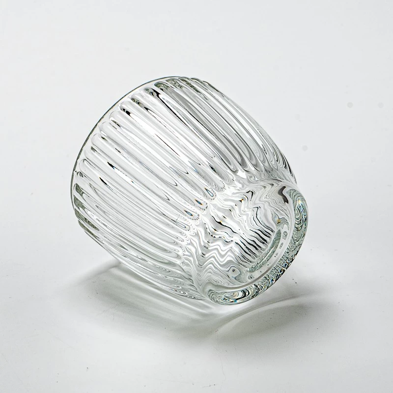 6oz clear glass candle container with stripe wholesale
