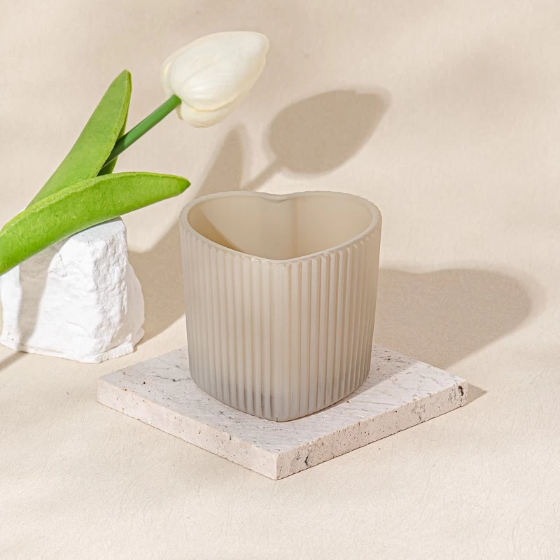 Heart Shape matte color glass candle vessel decor