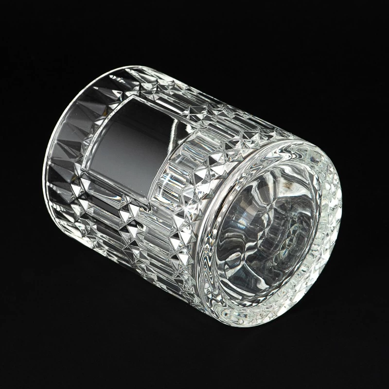 20oz GEO Glass Candle Jars Embossed Pattern Glass Candle Vessels