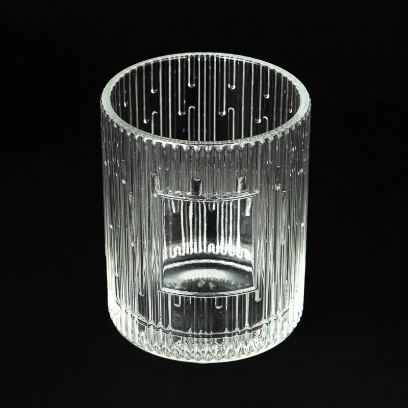 China Unique Ribber Glass Candle Vessels 665ml Custom Color Glass Candle Jars manufacturer