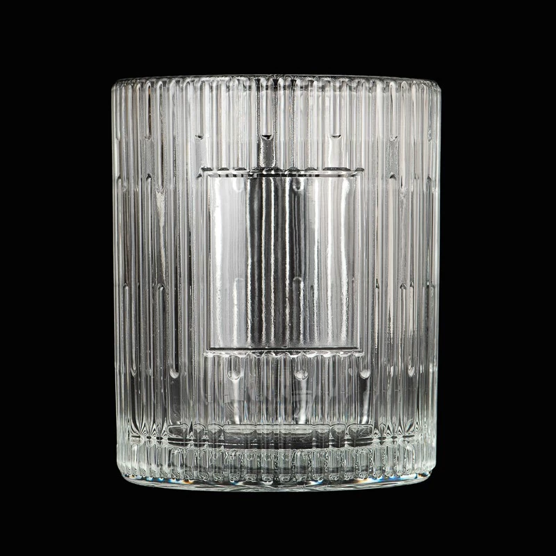 Unique Ribber Glass Candle Vessels 665ml Custom Color Glass Candle Jars