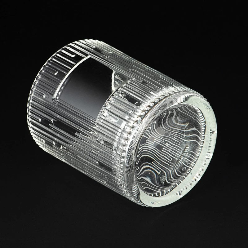 Unique Ribber Glass Candle Vessels 665ml Custom Color Glass Candle Jars